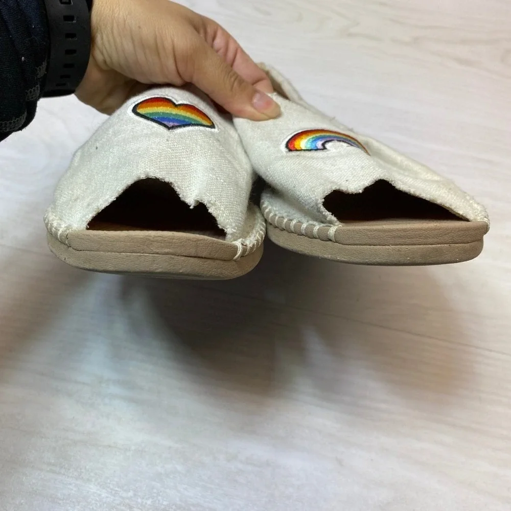Reef Womens 11 Escape Sling LX Espadrille Sandals Rainbow Heart Beige Textile